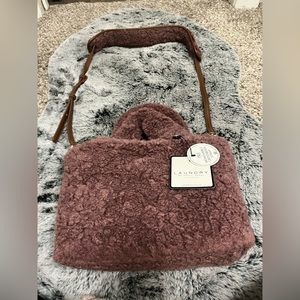 Muave Sherpa Crossbody Tote Bag